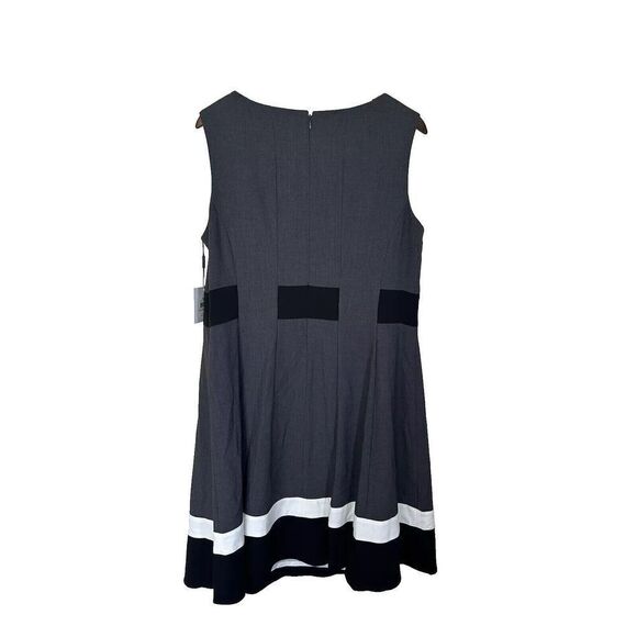 Calvin Klein Color Block Fit and Flare Dress Womens Size 14 Black Charcoal - Picture 2 of 5